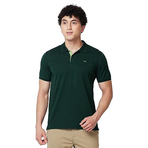 Image of Park Avenue Slim Fit Pure Cotton Print Pattern Polo Neck Casual T-Shirt