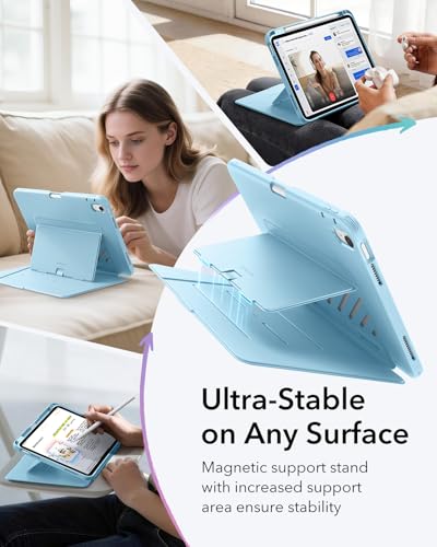 Image of ESR for iPad (A16) 11th Generation Cover, iPad 11th /10th Gen Cover (2025 /2022), Vertical Stand Case, Multi Stand Angles, Ultra-Stable Case with Pencil Holder, Flip Series, Sky Blue