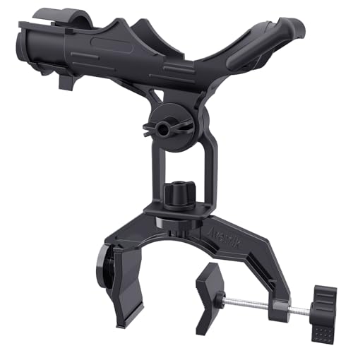 Boat Fishing Rod Holder, Upgraded V-Shaped Large clamp Fishing Rod Holder with 360° Tooth Plate Rotation, Suitable for Round Tube/Square Tube Boat Fishing. (RHB03 Rod Holder-1Pack)