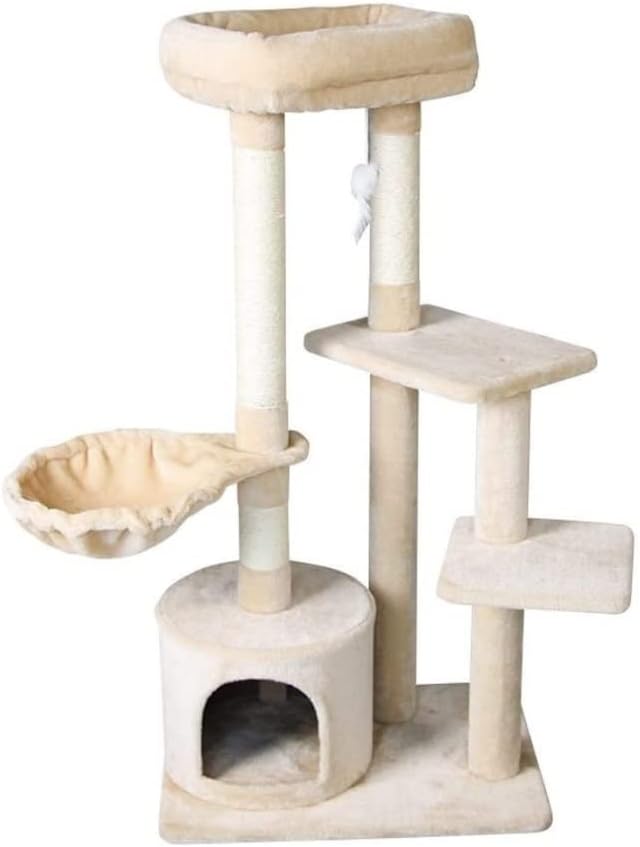 Amazon キャットタワー キャットクライミングフレーム無垢材サイザル麻猫用トイレ、キャットツリーフレームポスト、キャットラック、1〜3