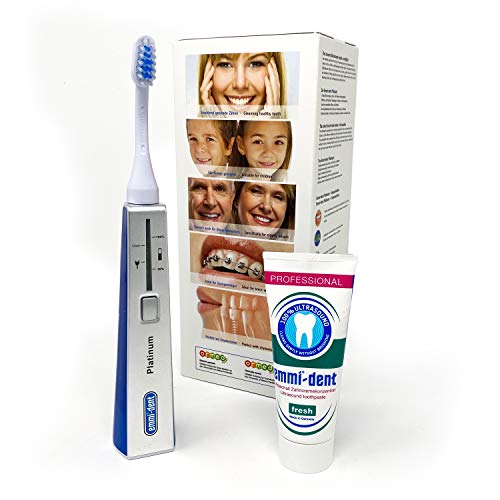 Emmi-dent Oral Waver Electric Toothbrush with 100% Ultrasound Technology. Cleans without Brushing for Zero Abrasion. Ideal for sensitive teeth, plaque removal and more! Includes nano-bubble toothpaste