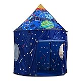 Tienda de campaña para niños Rocket Ship – Casa de juegos de poliéster con temática espacial para niños pequeños, tienda portátil para interiores y exteriores, grande 59,06 x 39,37 pulgadas | fantasía