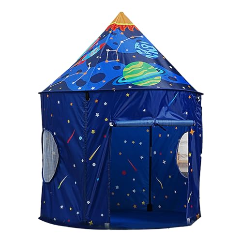 Rocket Ship Kinderzelt – Spielhaus aus Polyester mit Raumthema für kleine Kinder, tragbares für drinnen und draußen, groß 59,06 x 39,37 Zoll | Fantasievolles Spielzimmer, Schlafzimmer