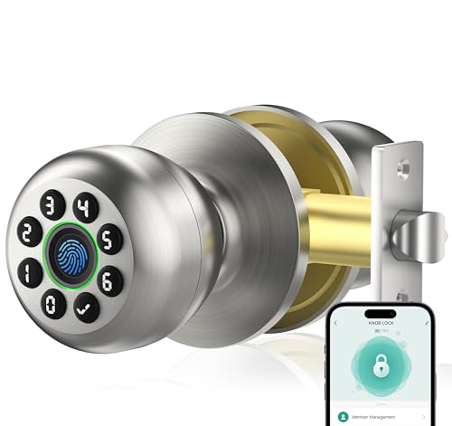 Keypad-Smart-Door-Knob-Lock-Fingerprint-Keyless-Entry-Door-Lock-with-Handle-for-Front-Door-and-Bedroom-Electrionic-Biometric-Code-Door-Knob-with-APP-Auto-Lock-for-Home-Office-Apartment-Garage