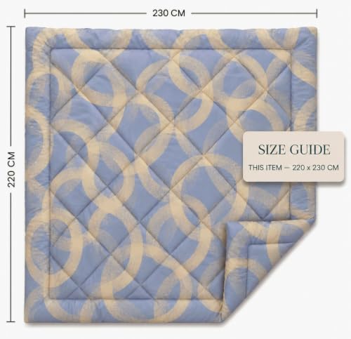 Image of HOMEKART 220 GSM Reversible Microfiber AC Comforter /Duvets for Mild Winter | All Season King Size 3 Layered Quilted Blanket for Double Bed (220 cm x 240 cm,Beige