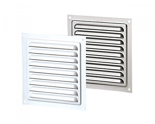 Preisvergleich Produktbild 150x150mm METALL-LÜFTUNGSGITTER - Weiß, mit INSEKTENNETZ Ventilation Gitter Abluft / Zuluft Entlüftung Belüftung