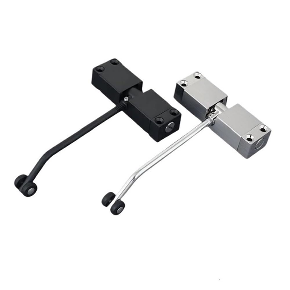 Cierrapuertas de acero inoxidable negro para interior y exterior con soporte universal