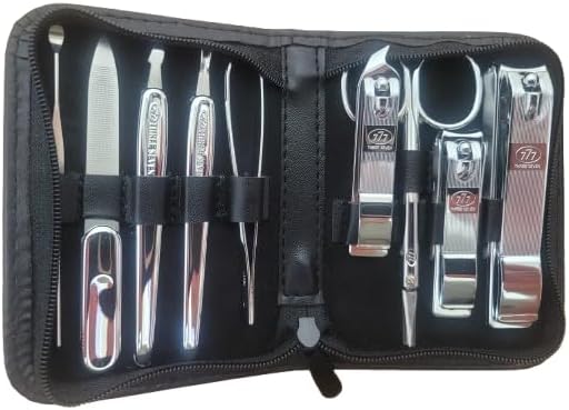 777 Three Seven Nail Clipper Set TS-800C 손톱깍기 Professional 9-in-1 Manicure Pedicure Kit with Travel Case | Stainless Steel Nail Clippers, Scissors, File & Grooming Tools | Made in Korea | DAHLORE