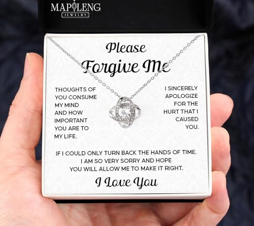 I'm Sorry Necklace Gifts With Message Card And Gift Box, I'm Sorry Gifts For Her, Im Sorry Love Knot Necklace For Her, I Love You I'm Sorry Gift, I’m Sorry Gift For Wife, Girlfriend Apology Gift4