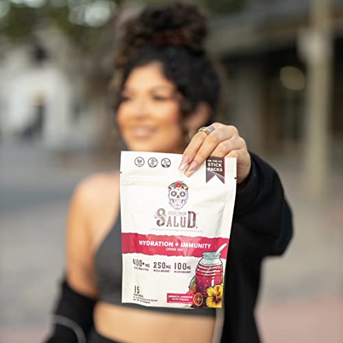 Salud 2-In-1 Hydration And Immunity Electrolytes Powder, Hibiscus - 15 Servings, Jamaica Agua Fresca Drink Mix, Elderberry, Dairy & Soy Free, Non-Gmo, Gluten Free, Vegan, Low Calorie, 1G Of Sugar #TOP7