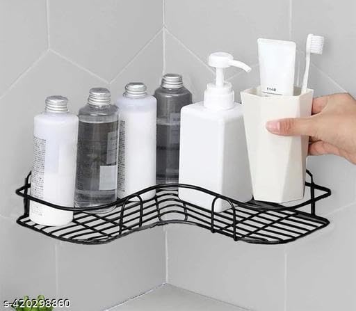 (Pack of 2) Multipurpose Self-Adhesive Kitchen Bathroom Corner Rack and Stands Mounted with Strong Magic Sticker Durable Hook Home Essentials/LCORNER/Bathroom Corner 2PIS