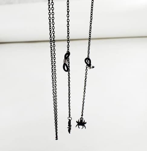 Image of Glasses Chain for Women Black Goth Spider & Mask Pendant Eyeglass Strap Holder Halloween