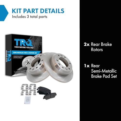 Image of TRQ Rear Brake Pad and Rotor Set Semi Metallic | For 2007-2008 Hyundai Entourage 2007-2012 Kia Sedona