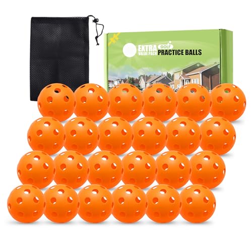 FINGER TEN Practice Golf Balls Limited Flight Training (Orange 24 Pack)