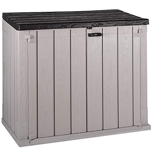 Toomax Stora Way All-Weather Outdoor Horizontal 4.25' x 2.5' Storage Shed Cabinet for Trash Cans, Garden Tools, and Yard Equipment, Taupe Gray/Brown
