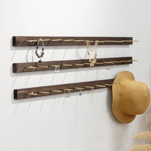 Wall Mounted Jewelry Organizer - 6 Pack Wooden Necklace Hanger, Hanging Display Rack for Bracelets, Rings & Bangles - Perfect for Retail/Jewelry Stores & Clothing Shops