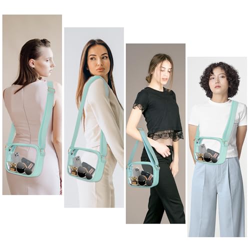 Image of VOROLO Stadium Approved Clear Crossbody Bag,Small See Through Purse Handbag with Adjustable Shoulder Strap for Sports Light Blue