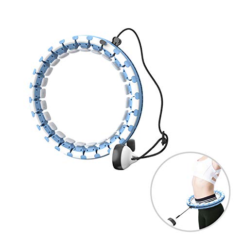 Weighted Smart Hula Hoop Abdomen Fitness Equipment Adjustable Hula Exercise Hoop 2 in 1 Fitness Weight Loss Smart Hula Exercise Hoop for Adult and Kids (Blue, 24 Detachable Knots)
