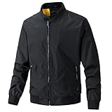 [Perturga] アウター メンズ 防風 スカジャン 撥水 ジャンパー MA-1 ボンバージャケット バイク ブルゾン 大きいサイズ 秋 自転車 ジャケット 黒 ブラック L