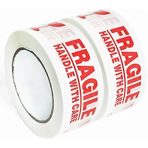 FTTIKI 2 Roll 2 Inch x 330 Feet (110 Yards) Fragile Marking Tape Handle with Care Shipping Packing Tape Cover