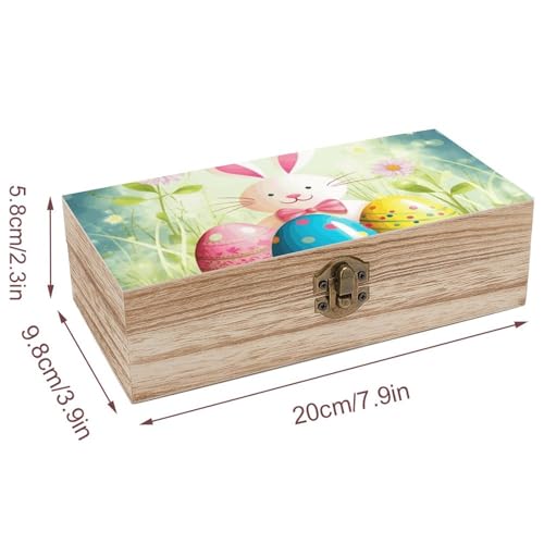Boîte de rangement en bois Happy Easter pour décorer votre table de Pâques - 3