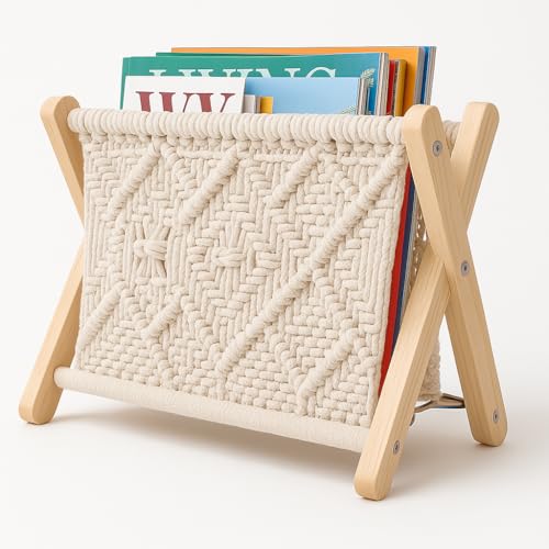 Revistero de macramé para ordenar tus libros sin perder espacio 2