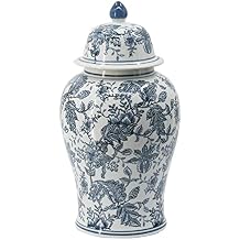 A&B Home Ginger Jar - Blue White Porcelain Decorative Jar with Lid, Flower Pattern Ceramic Vase Centerpiece Decor, 18 inch
