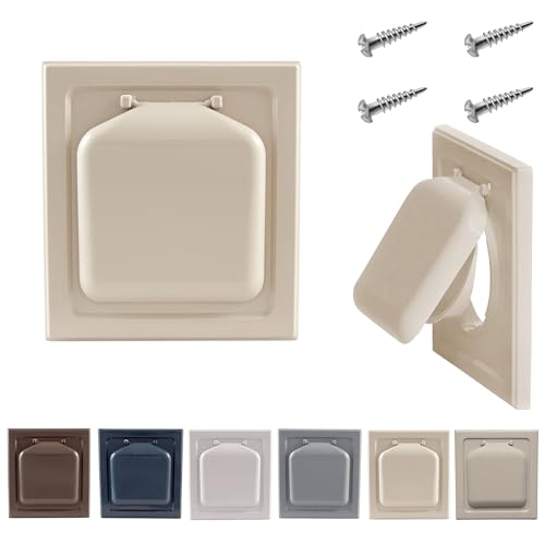 Image of NO-PEST VENT Dual Door Dryer Vent Cover 4 Inch Outdoor, Made in USA, Highest UV-Resistant Plastic, No Lint-Collecting Screen (Tan, 4 inch Plastic Vent With Duct Tube)