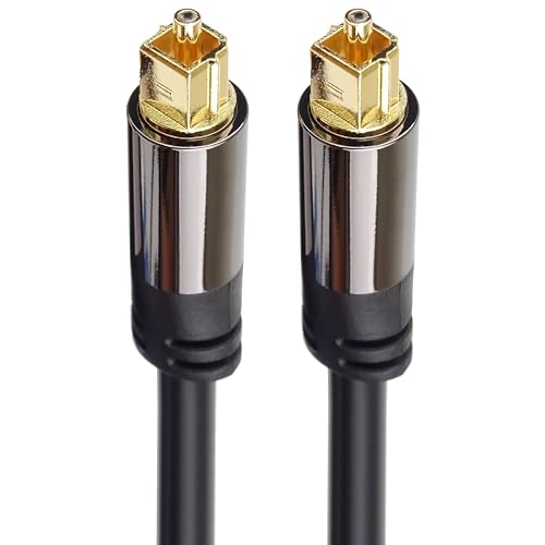 PremiumCord Câble audio optique TOSLINK 0,5 m, AD: 6 mm, plugin Toslink sur la prise, câble numérique pour le téléviseur stéréo HIFI, audio HQ, soudé, couleur noire, argent, doré