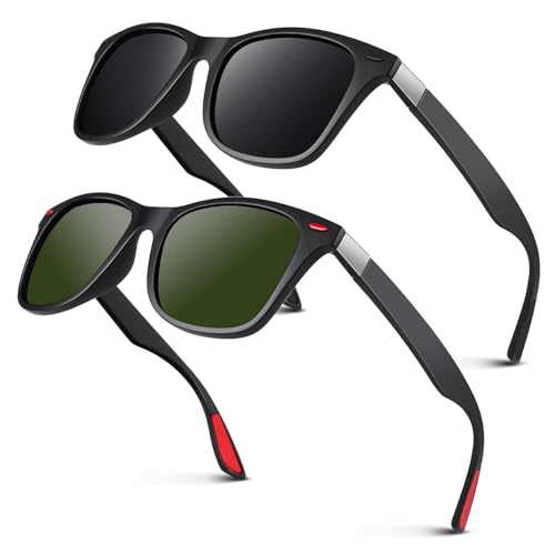 LINVO Polarised Sunglasses Mens Womens,Retro Dark Shades 100% UV400 Protection For Driving Fishing Running Cycling Golf