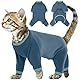 Fleece Katzenpullover, Mantel für Katzen Weiche Winter Kleidung Katzen-Pyjama Overall Rollkragen Kaltwettermäntel Herbst und Winter Kätzchenkleidung(Blau-grau, S)