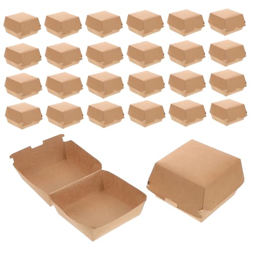 OFFSCH Picnic Food Containers 30pcs Kraft Paper Burger Sandwich Carrying Boxes Food Safe Takeout Packaging