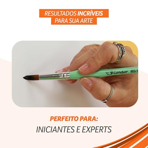 Condor Kit Pincel Ergonômico Redondo - Conjunto com 3 Pincéis Artísticos - Pintura em Diversas Super