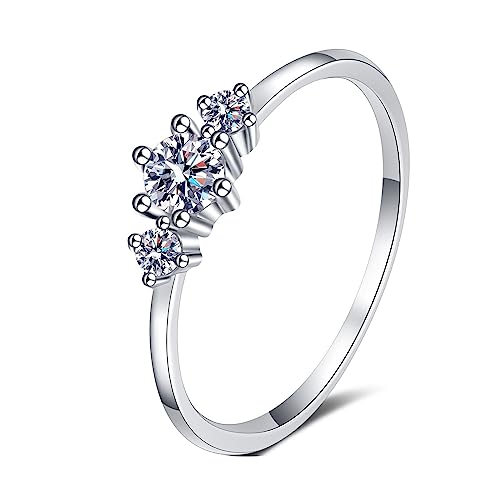 Bague moissanite rose anti-ternissement en argent pour femme