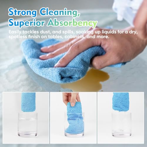 Image of HOMEXCEL Blue Microfiber Cleaning Cloth 200PK, Towels for Cars, 12.5x12.5 inch