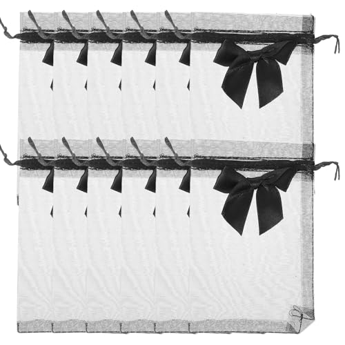 Homoyoyo Bolsas de Organza Negras Transparentes para Obsequio 10 Piezas 10x15 Cm Cordón para Joyería, Dulces y Embalaje Pequeñas Bolsas para Comunión, Bodas y Fiestas
