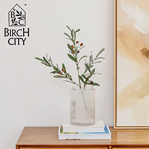 Birchcity Artificial Olive Tree Plants 32 Inch Fake Olive Branch Leaves Topiary Silk Tree Faux Plant Decor For Home Office, 3 Pcs #TOP5