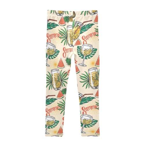 Summer Cocktails Colorful Girls Leggings,Workout Leggings for Girls Toddler Athletic Leggings Size for 3-10T2