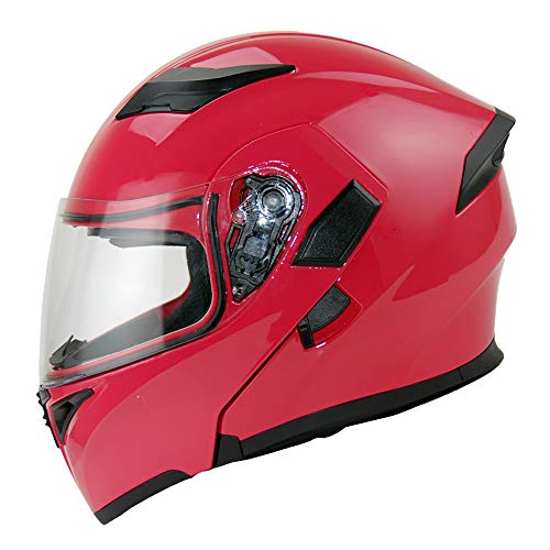 1Storm Motorcycle Modular Full Face Helmet Flip Up Dual Visor Sun Shield: Hb89 Glossy Pink #TOP5