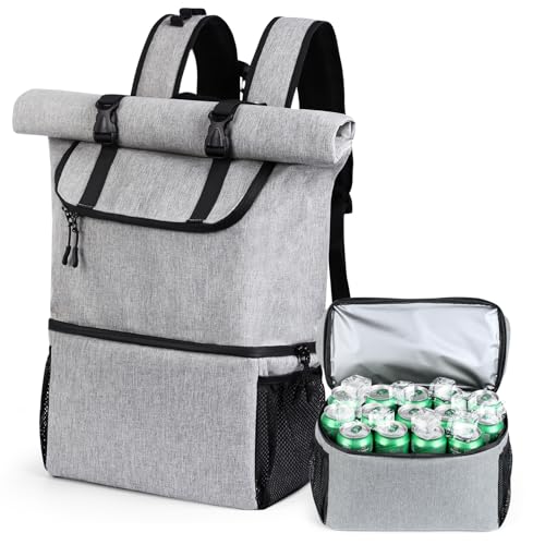 DEWUR Zaino termico da 35 l, grande, 2 in 1, borsa termica a doppio strato, impermeabile, per...