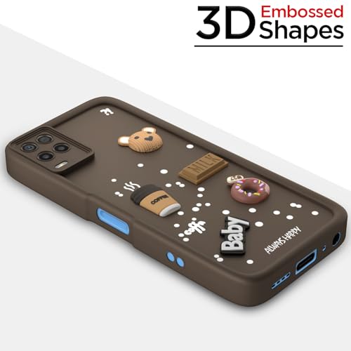 Image of Pikkme Back Cover for Realme 9 5G / 8s 5G / 8 5G / Narzo 30 5G | Cute Fun Cartoon 3D Bear Silicone Full Body Protection Bumper Case (Brown)