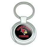 Illinois State Redbirds Keychain Classy Round Chrome Plated Metal
