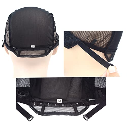 Ytbyt 2 Pieces Black 4X4 Inch U Part Swiss Lace Wig Cap With Adjustable Straps On The Back Glueless Hairnets Lace Wig Cap For Making Wig (Black M) #TOP5