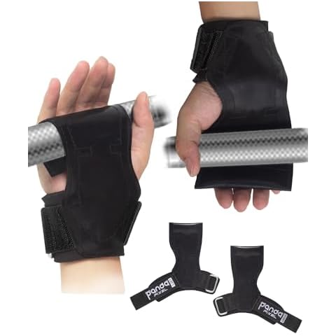 Pixel Panda Weight Lifting Grips for Heavy Powerlifting, Deadlifts, Rows, Pull Ups, with Neoprene Padded Wrist Wraps Support and Strong Rubber Gloves or Straps for Bodybuilding (Pair) Cover