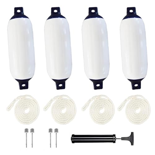Fender Boot,Bootsfender,4-Teiliger Kotflügelsatz (Mit Kotflügelleitungen),Einschließlich Pumpe,Vier Luftbolzen,Antikollisionsschutz,für Boote mit einer Länge von weniger als drei Metern(40 x 11 cm)