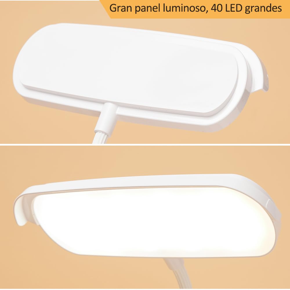 Lampara de Escritorio Sin Cable Recargable 2 baterias 4200MAH, Lampara Lectura Mesa a pilas Inalambrica Lampara de Mesa Noche Tactil 3 colores LED 6 Brillo Regulable,Luz Libro Infantiles