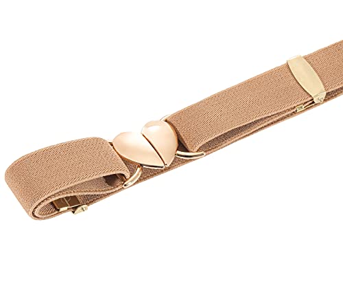 Ovogbee Elastic Belts For Girls Stretch 3 Pack Little Toddler Teen Kids Adjustable Uniform Belt Girls Fashion Belt Peach Heart Black Pink Brown #TOP2