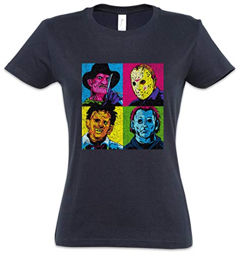 Urban Backwoods Pop Art Horror Faces Camiseta de Mujer Women T-Shirt Azul Talla XL