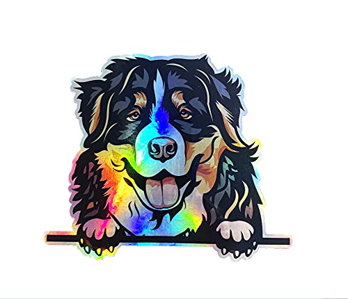 Bernese Mountain Dog Vinyl Holographic Decal - Dog Breed Bumper Sticker, for Tumblers, Laptops, Car Windows