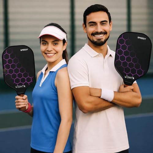 Image of WISHKEY Pickle Ball Racket Paddle 1 Premium Carbon Fiber Pickleball Rackets Black with Honeycomb Composite Core, 1 Comfort Cushion Grip Beginners & Adults